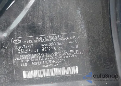 2014 Hyundai Elantra Limited z USA, uszkodzony, nr VIN 5NPDH4AE7EH463792